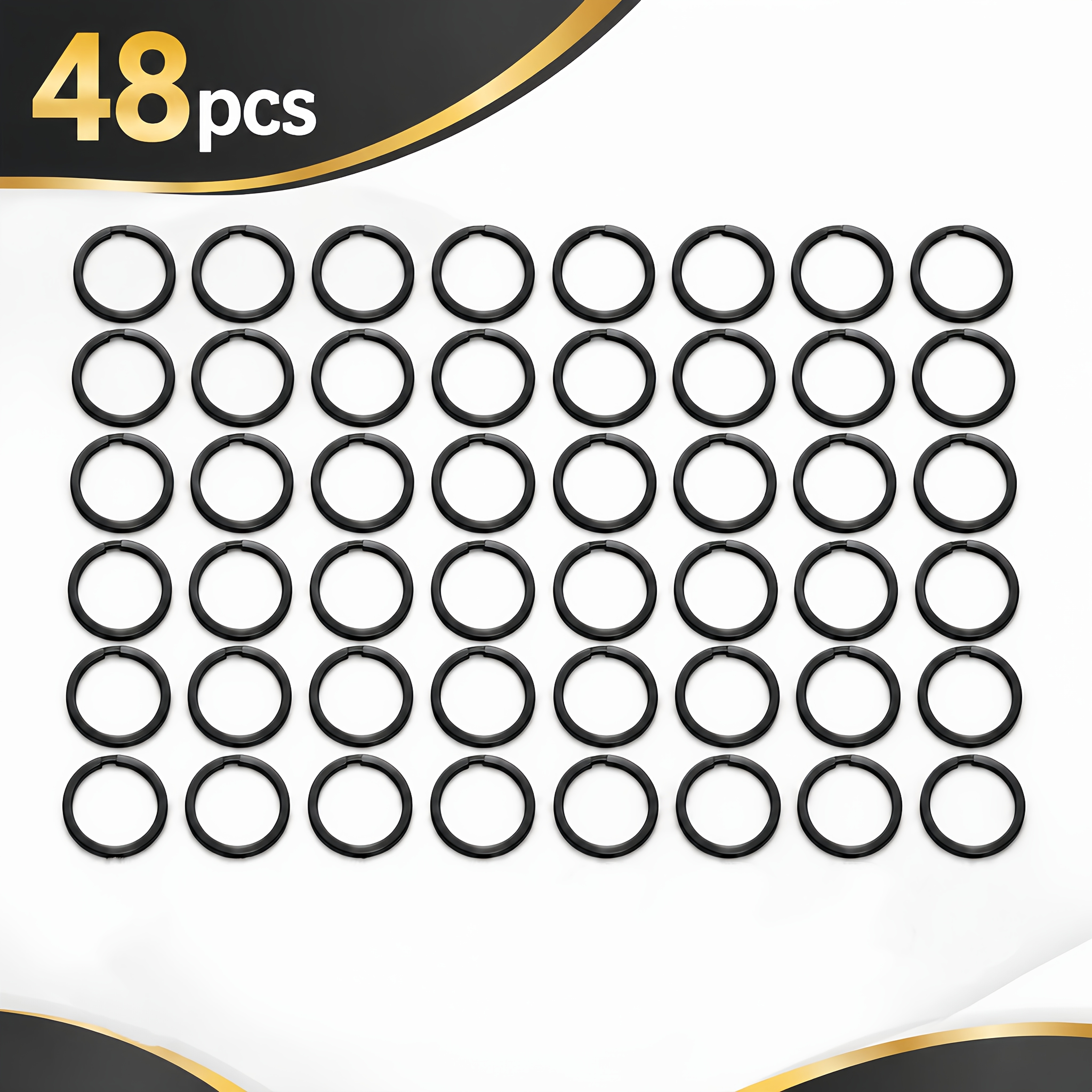 TEMU 48pcs Key Rings, Black Metal Split Keychain Rings Heavy Duty Flat Key Organizer Loop For Car Keys, House Keys, Making, Luggage Tag, Pet Tag,