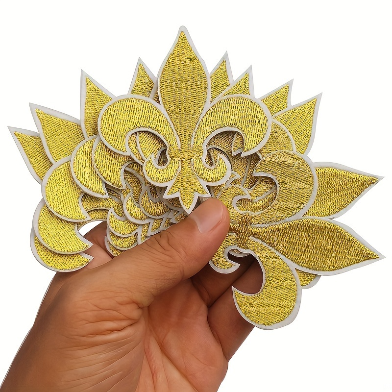 

6 Pcs Golden Embroidery Patches - Perfect For Crafts, Sewing, And Home Decor