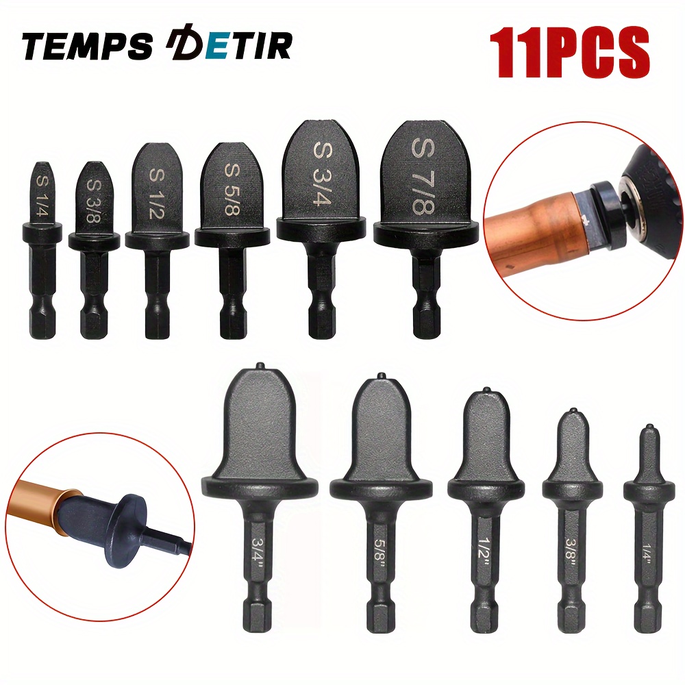 

11pcs Copper Pipe Expander Set - Durable Bearing Steel, Hex Shank Drill Bits For Air Conditioning & Refrigerator Repair - Portable Swedge Tool Kit With 5 Flare & 6 Pipe Expanders