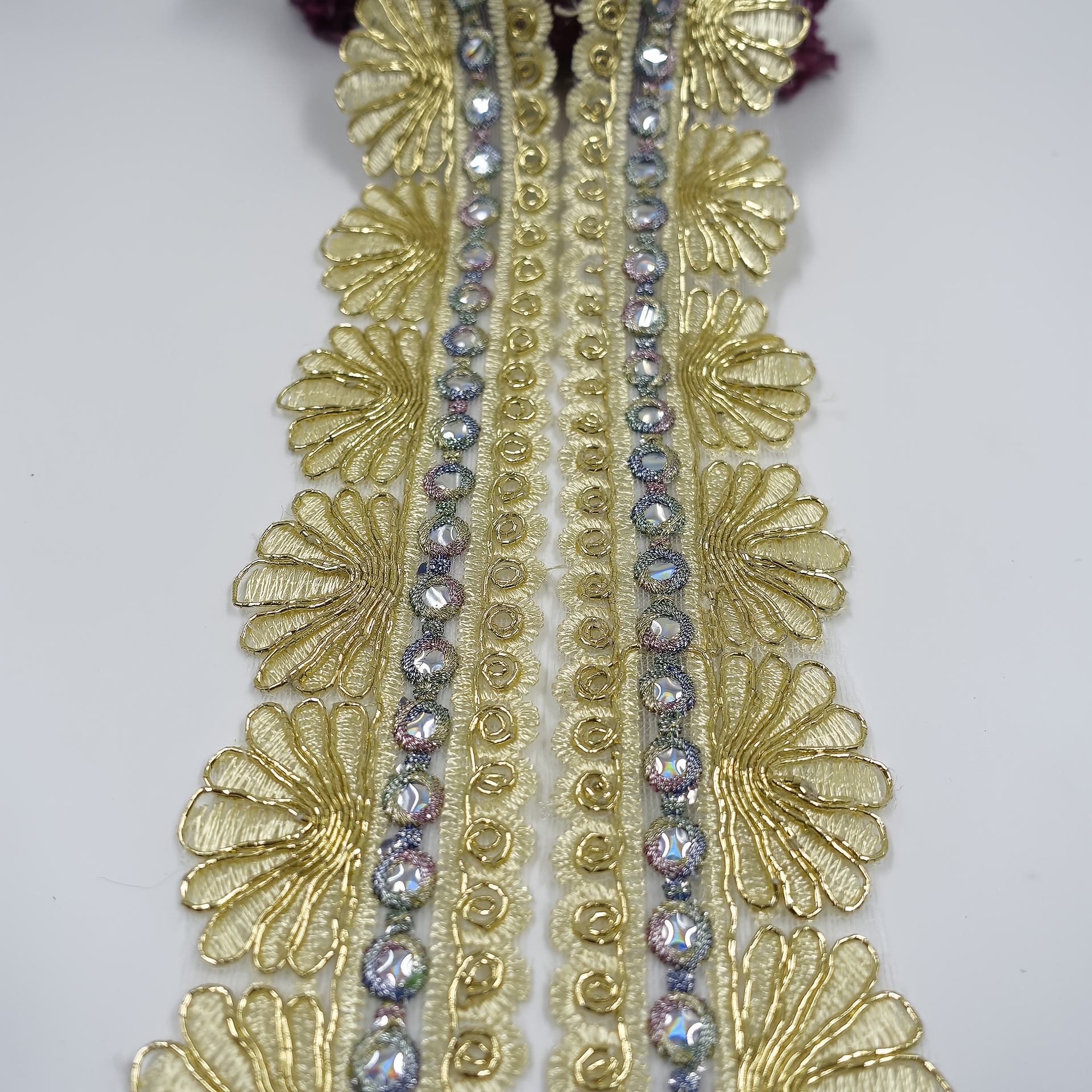 Brightly Colored Lace with Yellow Embroidered Flowers
