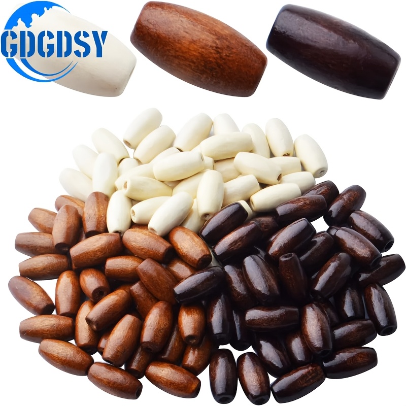 

300pcs 15x7mm Oval Rugby Wooden Beads In 3 Colors - , Earrings, Bracelets, Necklaces & Hair Accessories Crafting Supplies