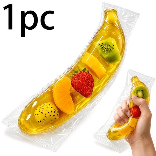 1pc imitation fruit banana squeeze toy ideal for halloween christmas kids gifts classroom rewards and birthday presents for desk decorations random colors styles