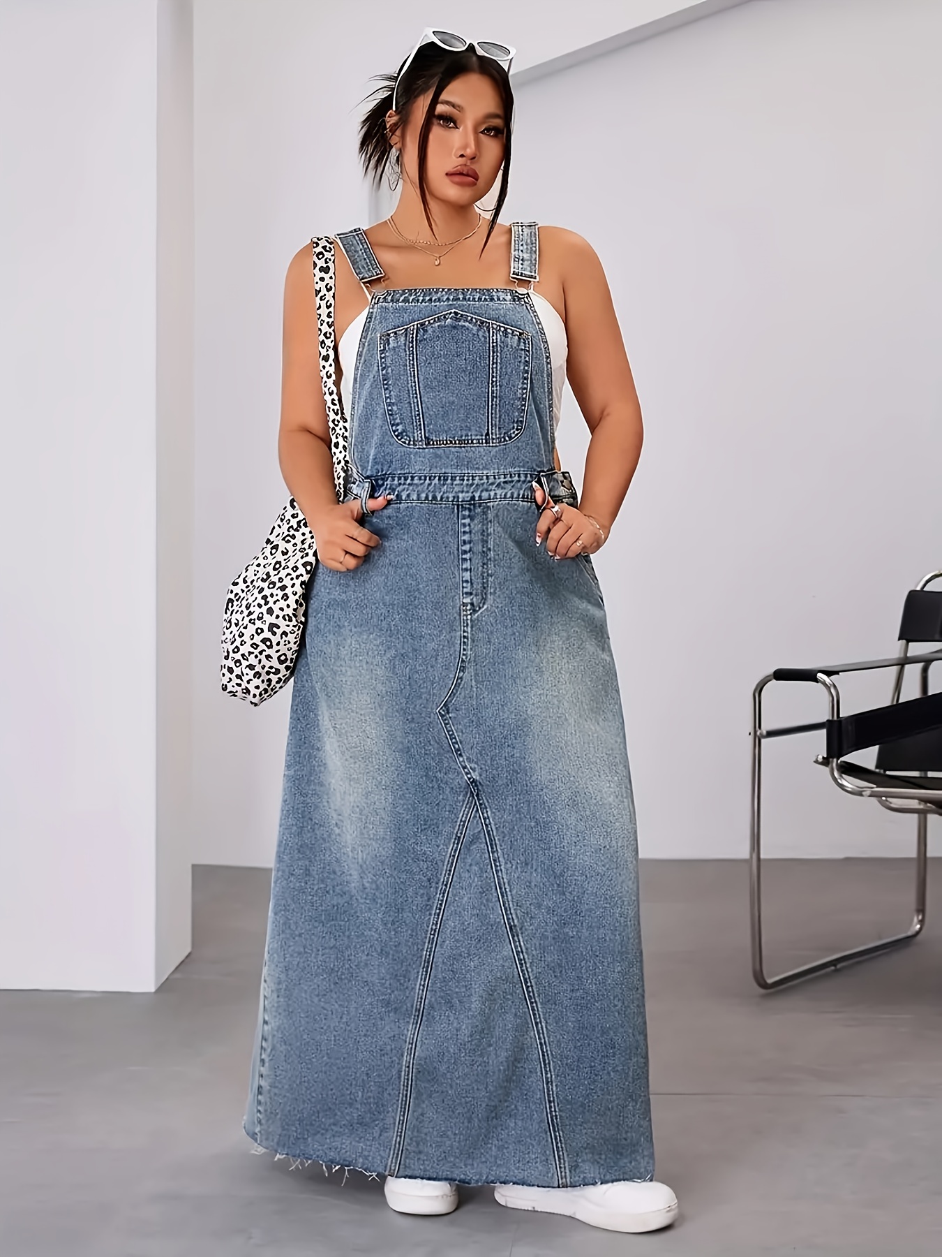 womens plus size vintage jeans like maxi dress non stretchy Temu