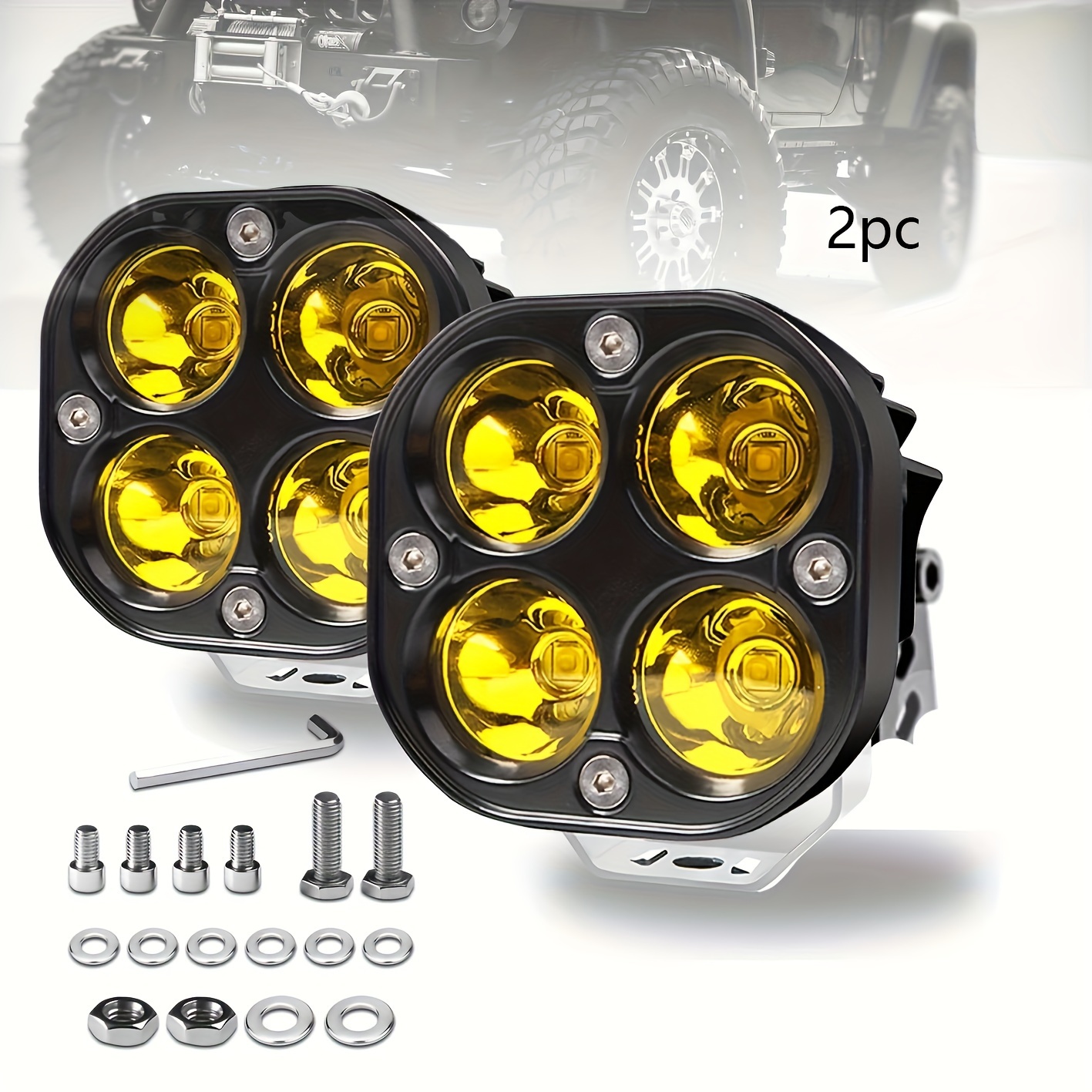 

2pcs 5" Led Auxiliary Lights - High Yellow Work & Road Lighting, , Utvs, Motorcycles & Boats