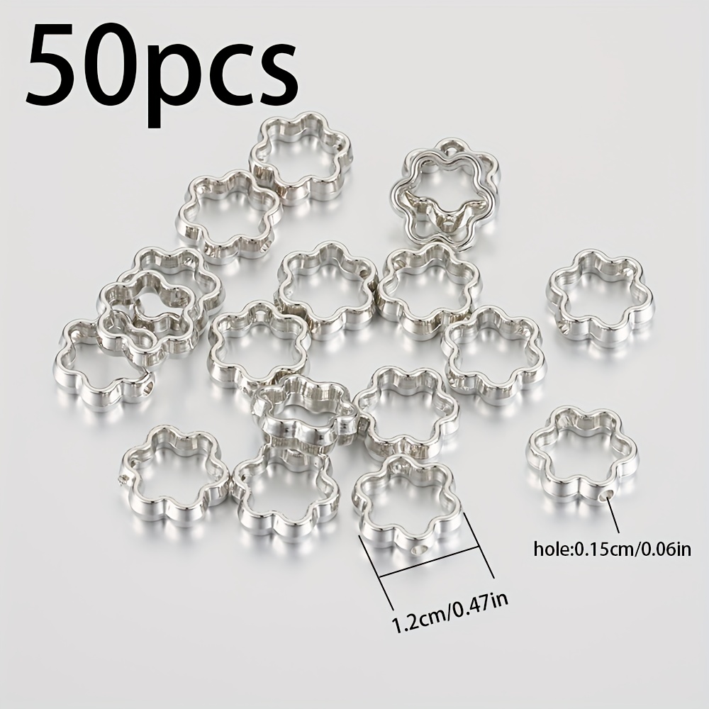 E-shop 50 Stk. CCB Hohle Kleine Blumen Doppel-Loch Perlen für DIY Schmuckherstellung Zubehör