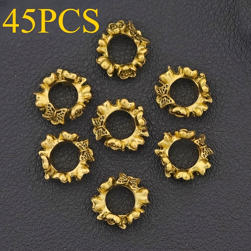 TEMU 45/130pcs Retro Style Exquisite Rose Design Spacer Beads, Antique Golden Fine Texture Carved Spacer Beads, Suitable For Accessories Such As