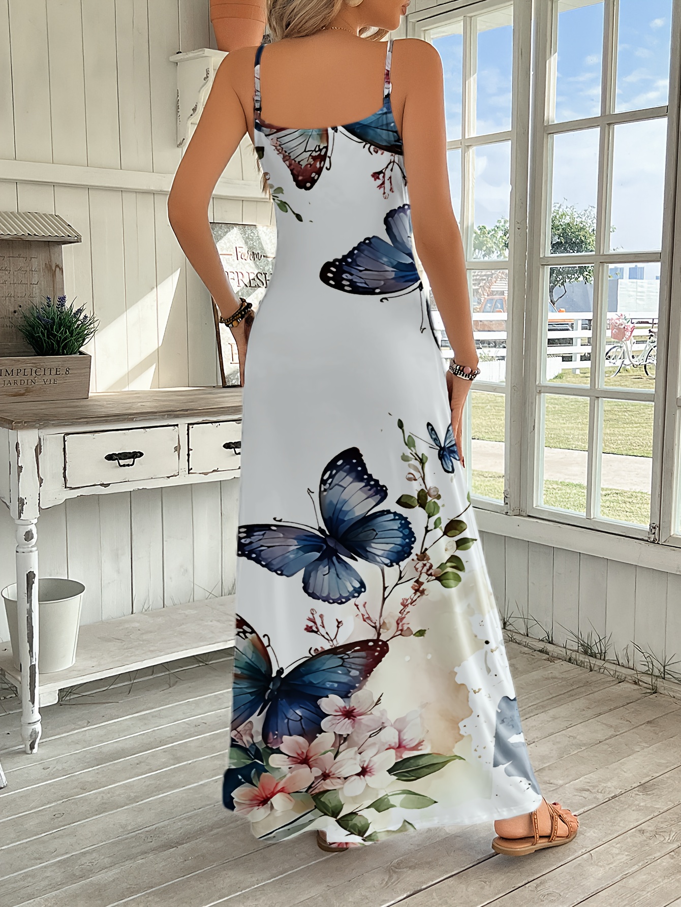 chinese dress ladies Full Size Floral Print Sleeveless Maxi Dress Plus Size – Charming Charlie main image 1