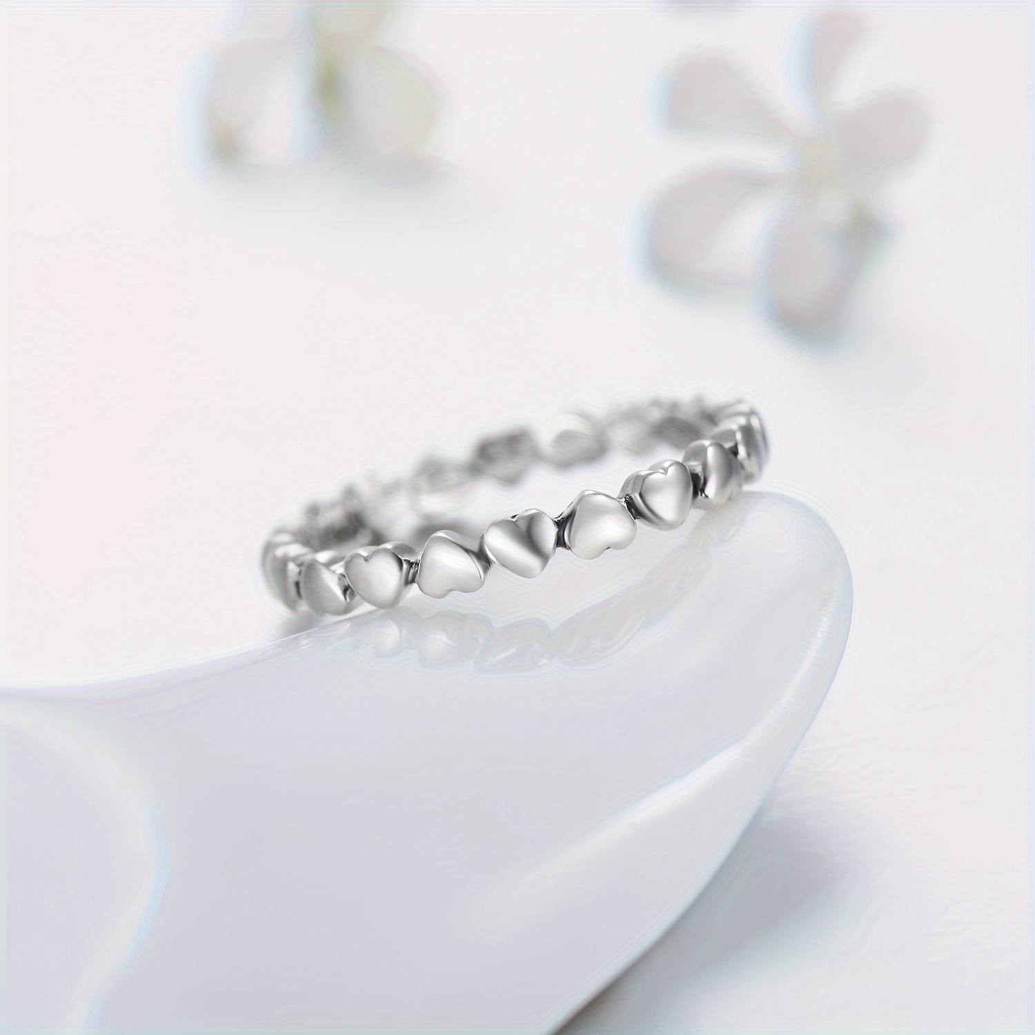 S925 Silvery Full Heart Ring Japanese Version Versatile Ring