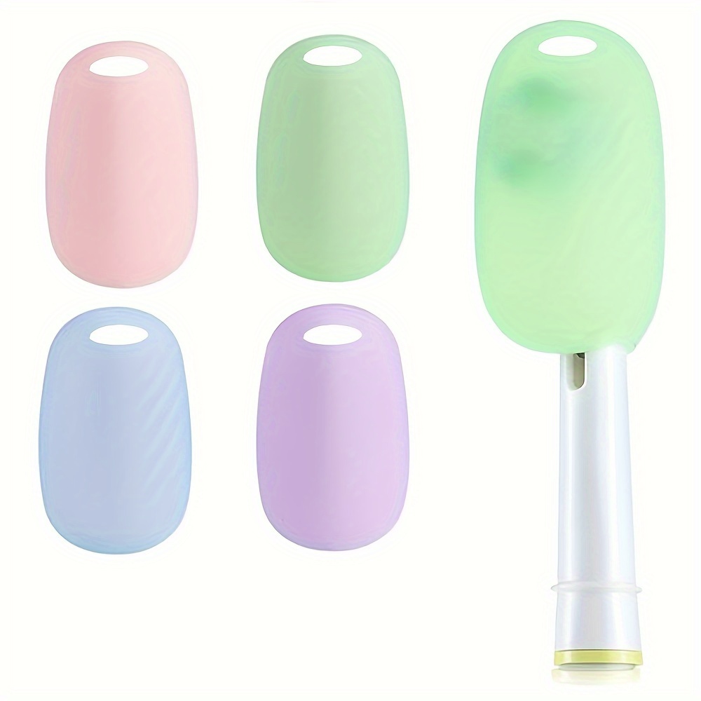 

4 Pack Food Grade Silicone Toothbrush Covers - Soft, Scrunchable, And Travel-ready For Home And On-the-go