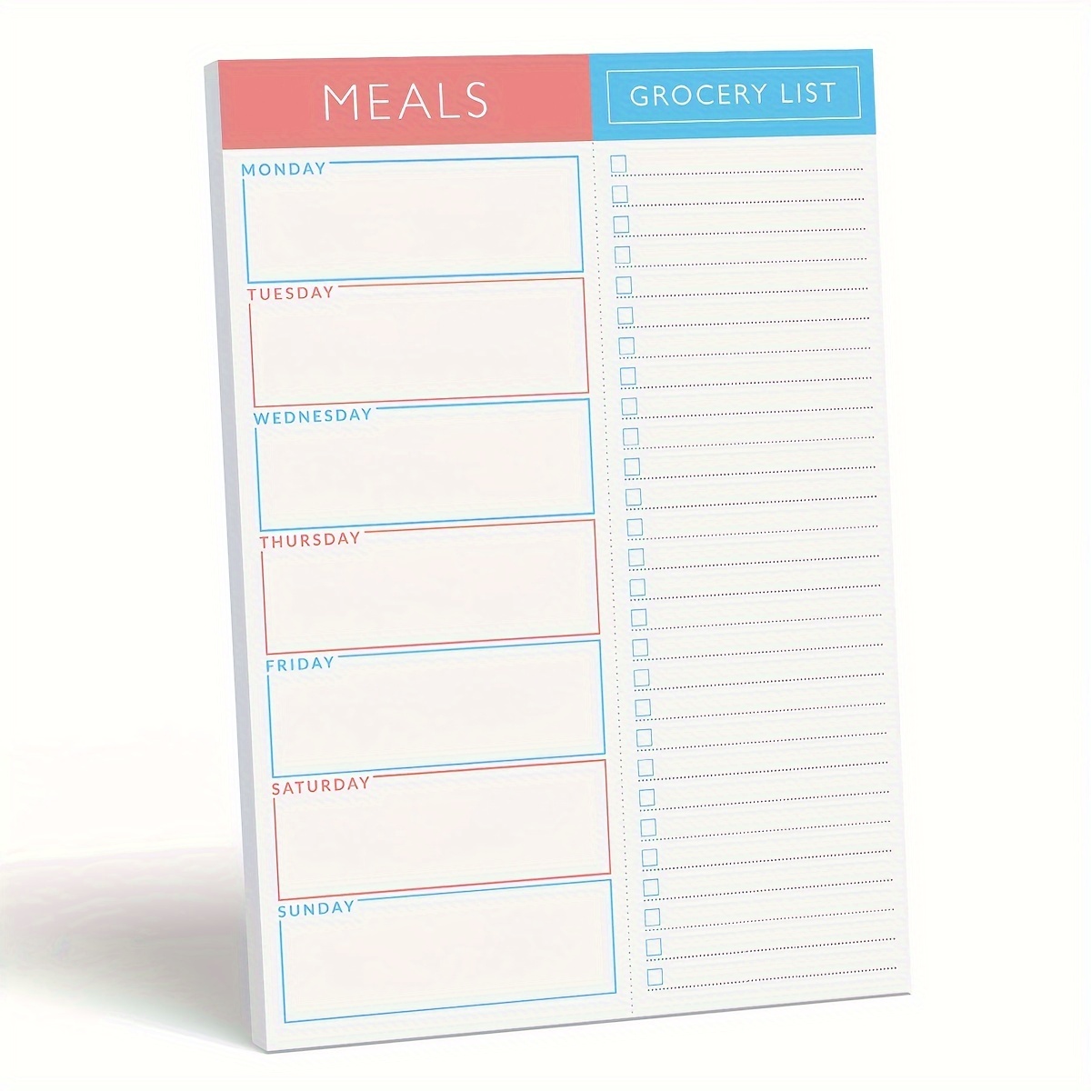 Image of Weekly And Daily Planning Notepad | 5.71 X 8.46 Inches | Includes Tear-off Grocery List For Easy Shopping | In Red And Blue