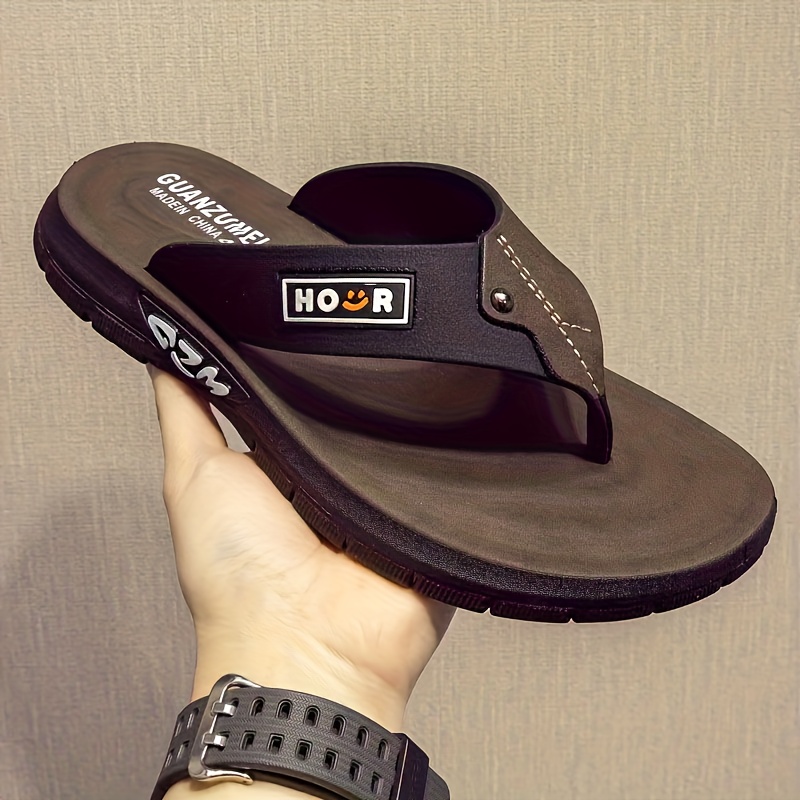 mens flip flops with hor logo non slip durable summer beach