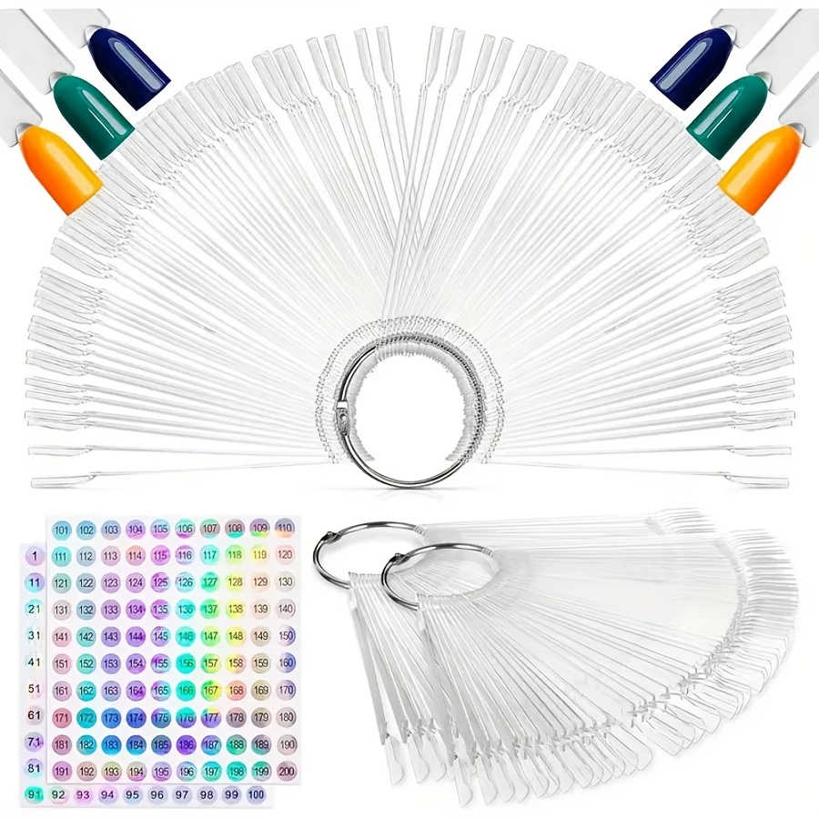 

200pcs Nail Art Display Set With Colorful Sticks & Number Labels - , No Battery Needed