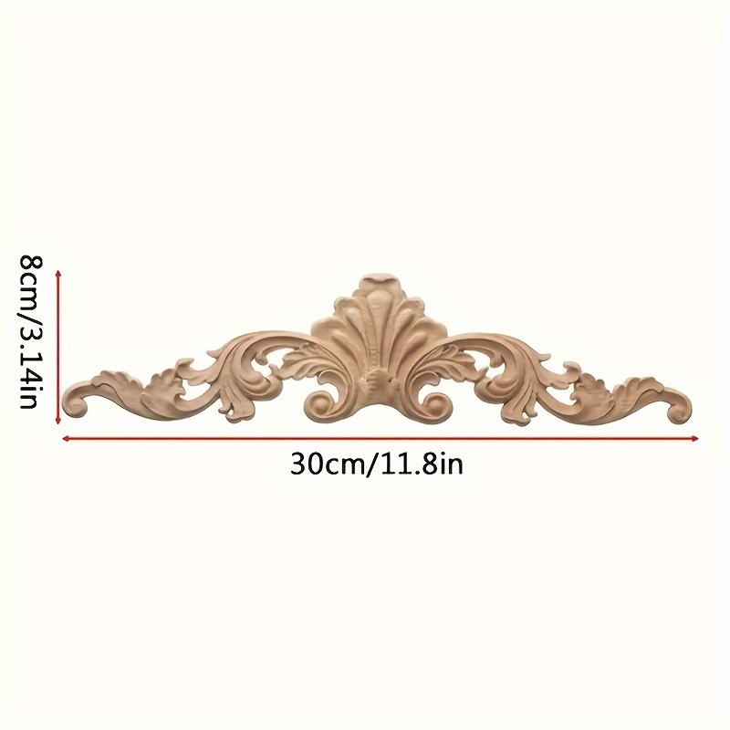 Image of 4pcs Elegant Solid Wood Floral Appliques - , Contemporary Style Decorative Panels For Wardrobes, Tv Cabinets & Nightstands