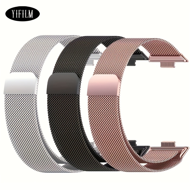 TEMU 3pcs Milanese Loop Strap For Huawei Watch Fit 3/4//5/5pro Strap Smart Stainless Steel For 5 2026 Newest Wristband Replacement Bracelet Strap, ,