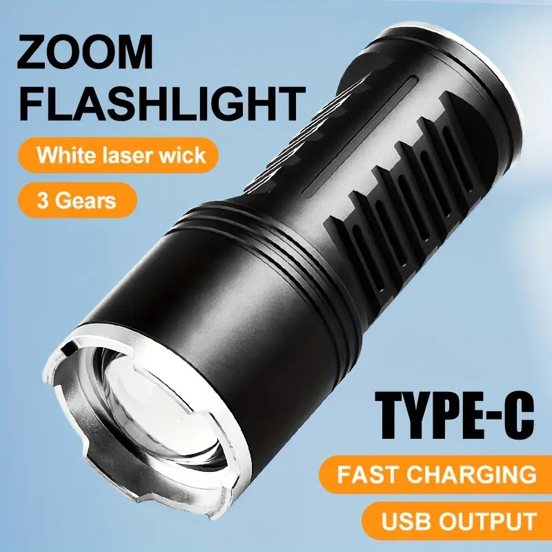 Rechargeable Spotlight, Super Bright LED Flashlight Handheld Spotlight 6000mAh Durable Large Torch Searchlight And Camping Flashlight For Outdoor Running, Hunting, Camping, Hiking details 1