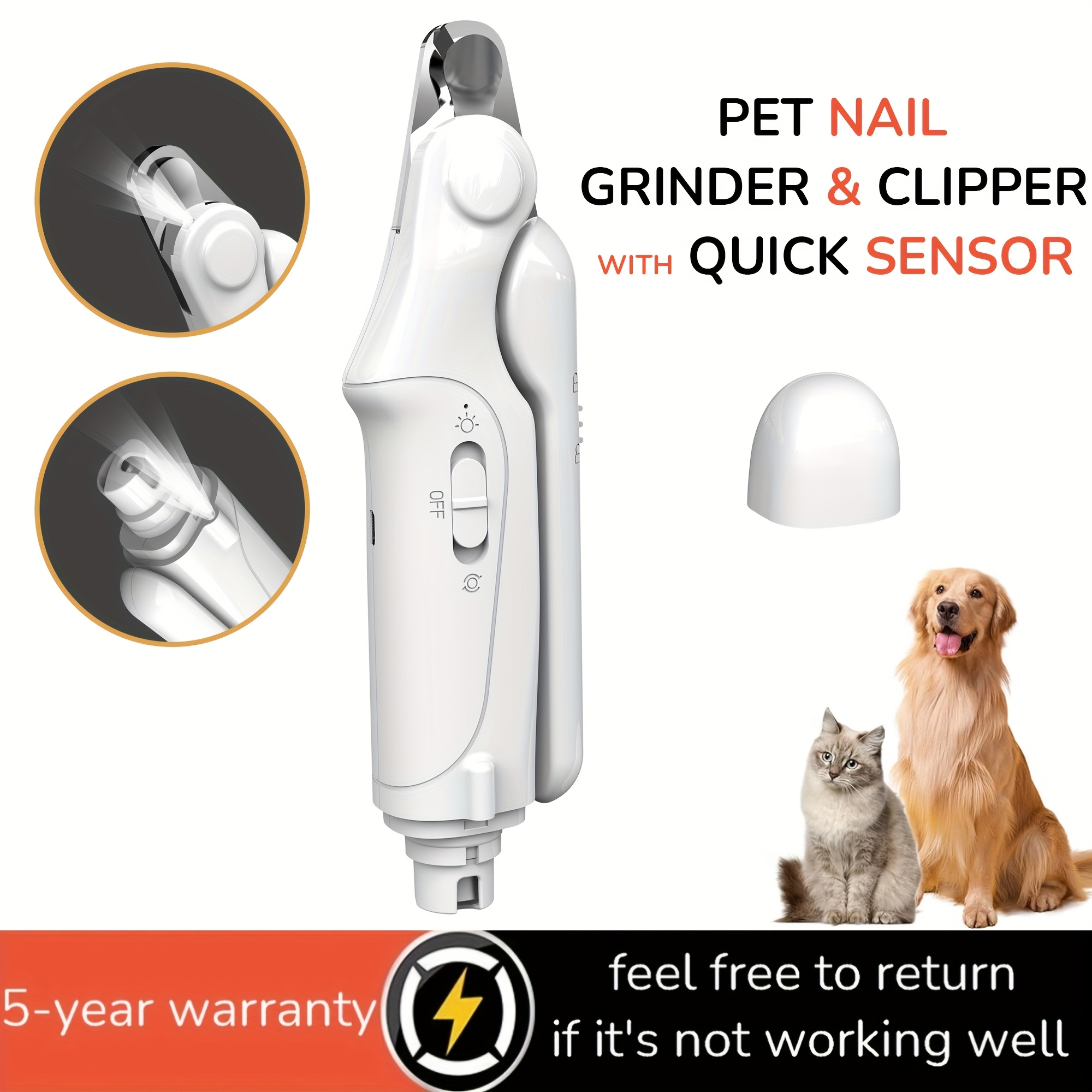 

2-in-1 Dog Nail Clippers And Grinder - Nail Trimmers For Large, Medium, Small Dogs - Low-noise Grooming Tool - Perfect Valentine's Day Gift