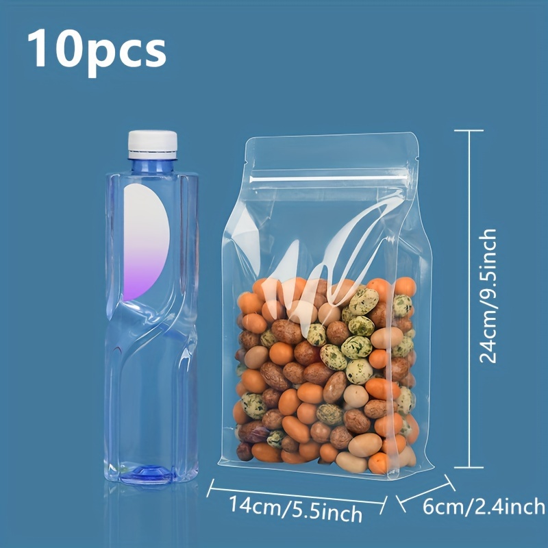 Image of Set Of 10 Reusable Food Storage Bags, Transparent Frosted Self-sealing Pouches, Flat-bottom Zipper Bags, Perfect For Storing , Kitchen Supplies, And Christmas Gift Wrapping