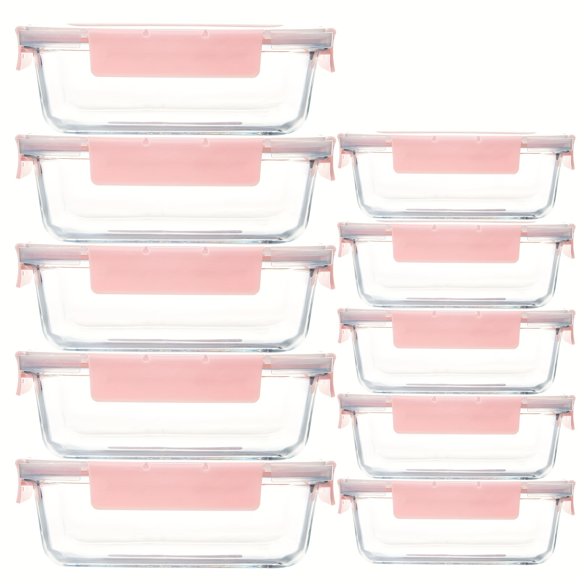 

10 Pack Glass Food Storage Containers With Airtight Lids, Ideal For Meal Prep, Lunches - Microwave And Dishwasher Safe
