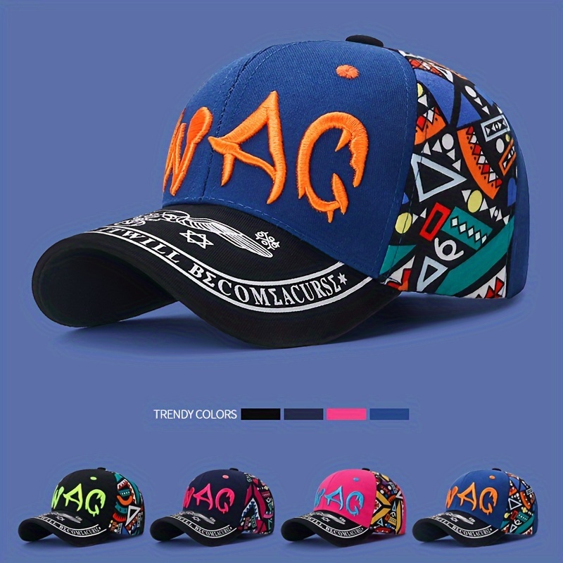 unisex baseball cap mag lettering geometric print breathable outdoor summer hat