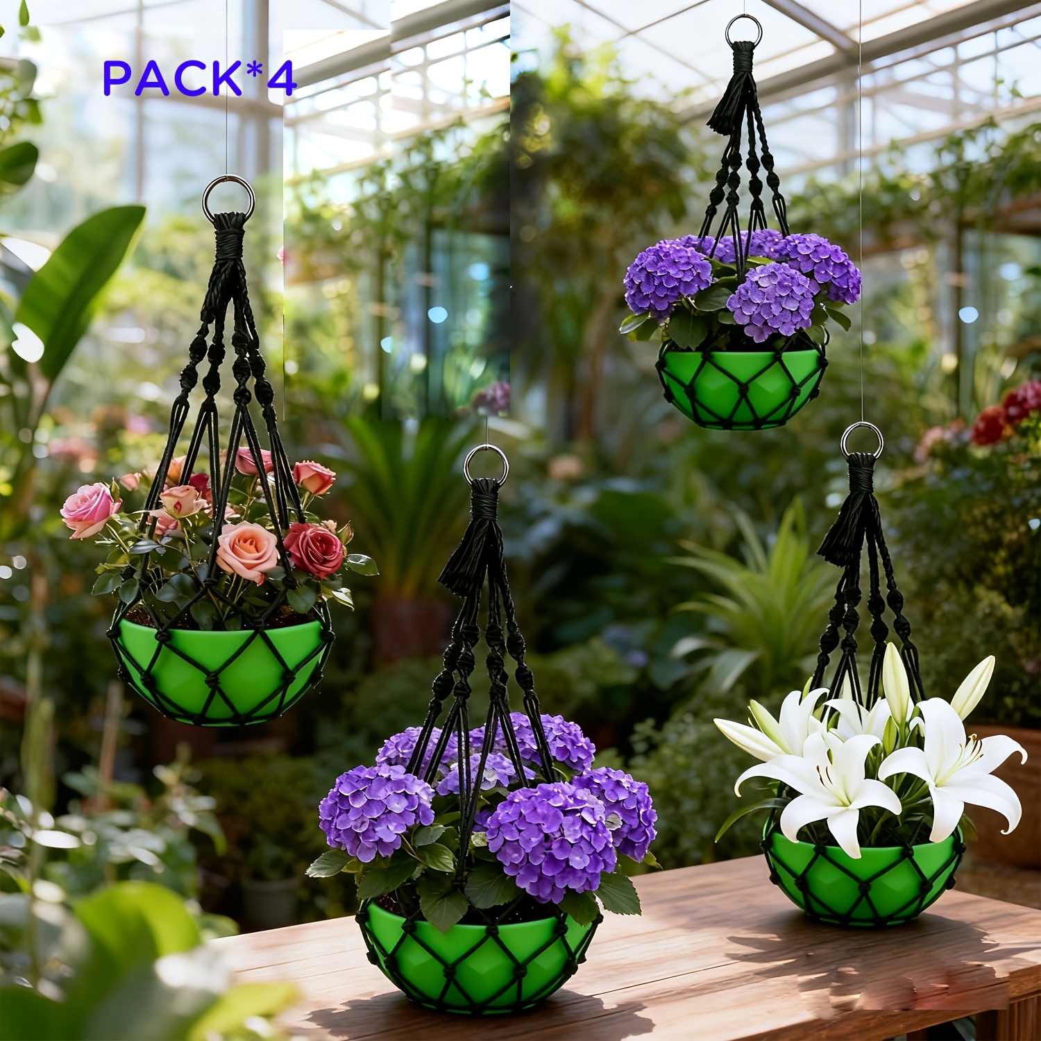 2/4pcs Plant Hanger Macrame Hanging Planter For Indoor Boho Plants Holder With Hooks Hanging Plant Basket Outdoor Window Wall Plants Home