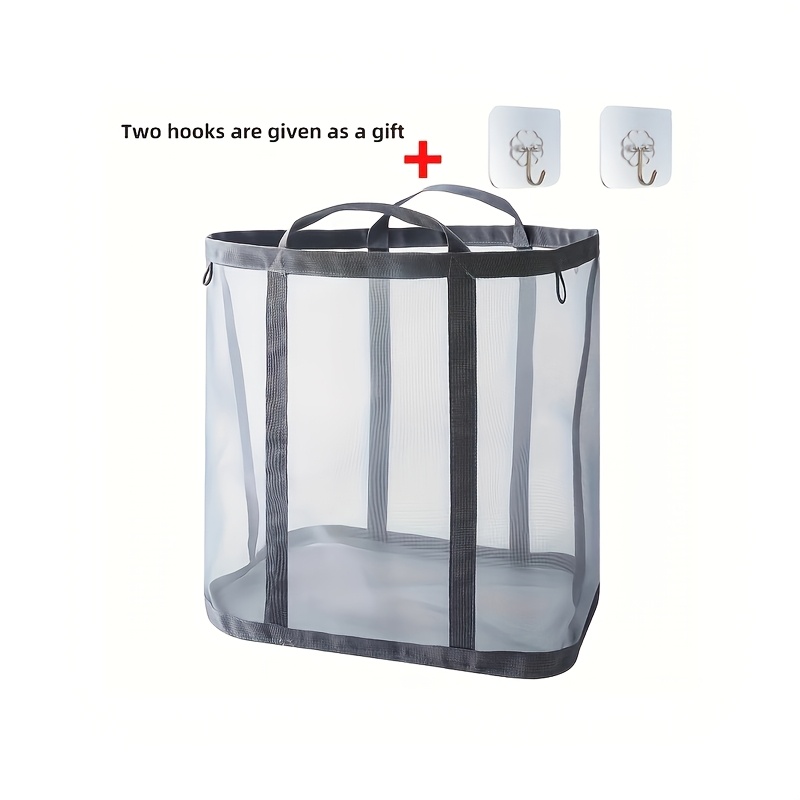 TEMU 1pc Panier à Linge Pliable avec Poignées - Sac de Rangement en pour Vêtements, Jouets, Voyage, Design Économiseur d'Espace, Organisateur Noir