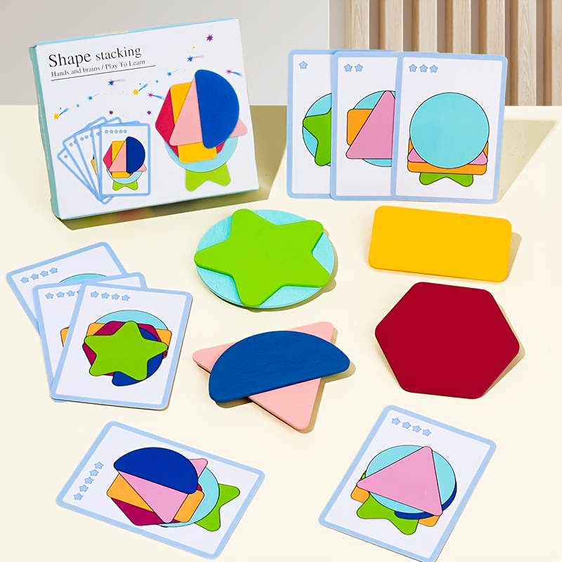New Educational Children's Geometric Shape Recognition Stacking Toy For Boys And Girls, Shape And Creative Building Block Board, Early Learning Teaching Desktop Toy