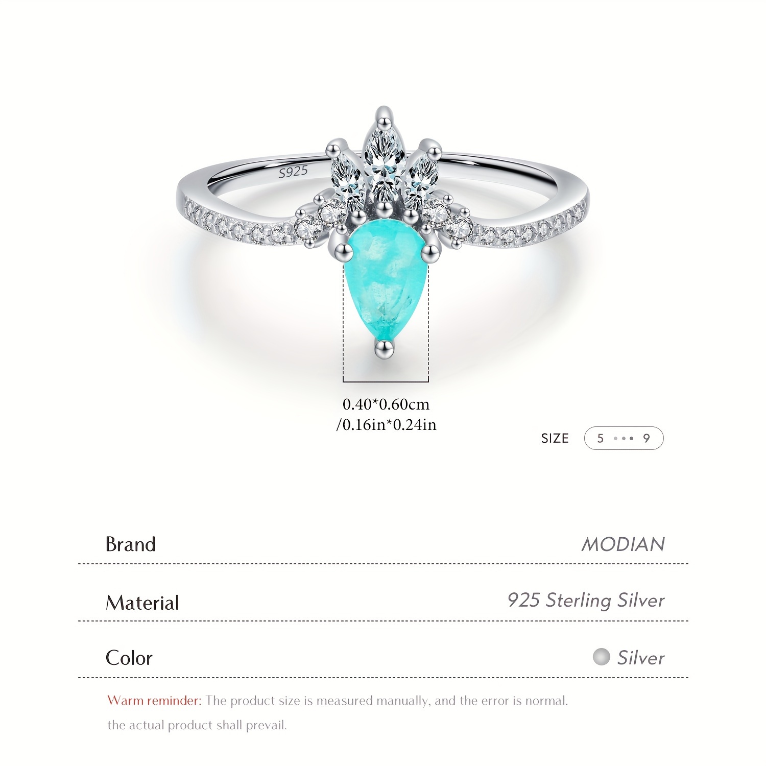 925 Sterling Silver Crown Ring Wedding Fine Jewelry