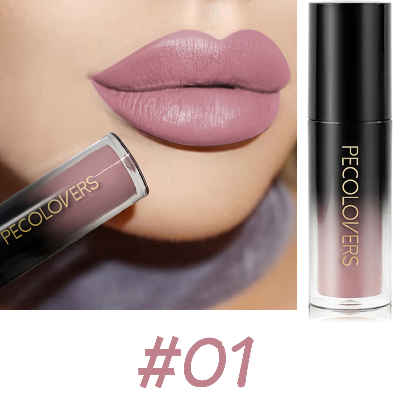 Image of Pecolovers Liquid Lipstick Waterproof Matte Lip Gloss Suitable For Skin Types, Long-lasting Liquid Lip Tint With Nude, Red, Brown, & Shades, Lipstick For Daily Wear & Special Occasions