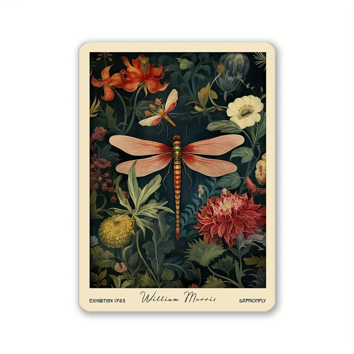 TEMU 1pc Modern Art Design, Dragonfly William Floral Magnet Stick, 2d Flat Print, Special Gifts, Creative Refrigerator And Door Surface Decoration,