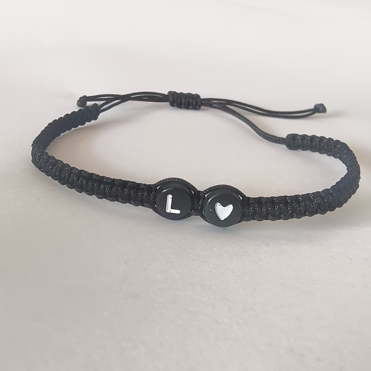 Stylish Adjustable Black and White Heart Couple's Letter Bracelet