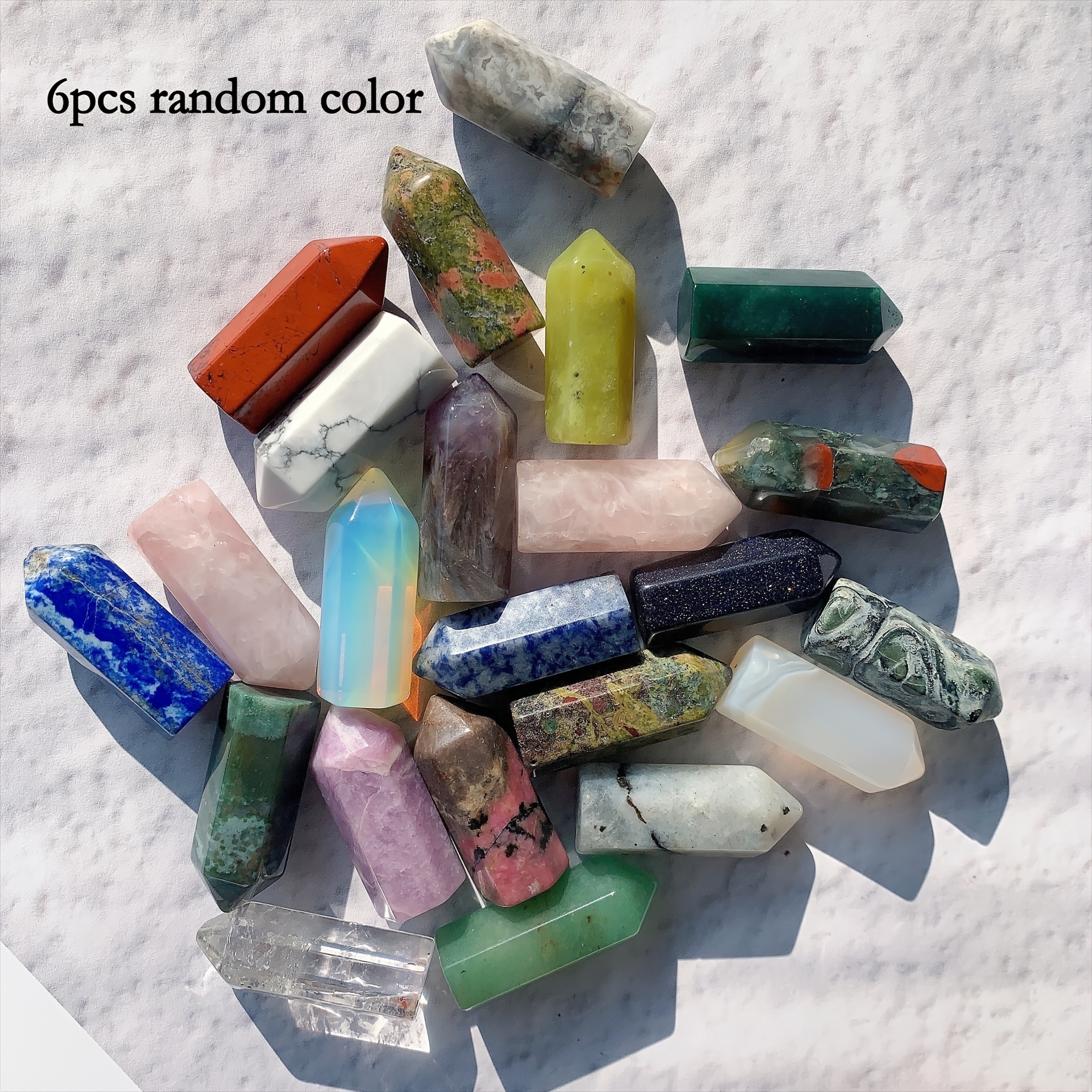 TEMU 6pcs Random Tower Cute And Tiny Natural Crystal Points