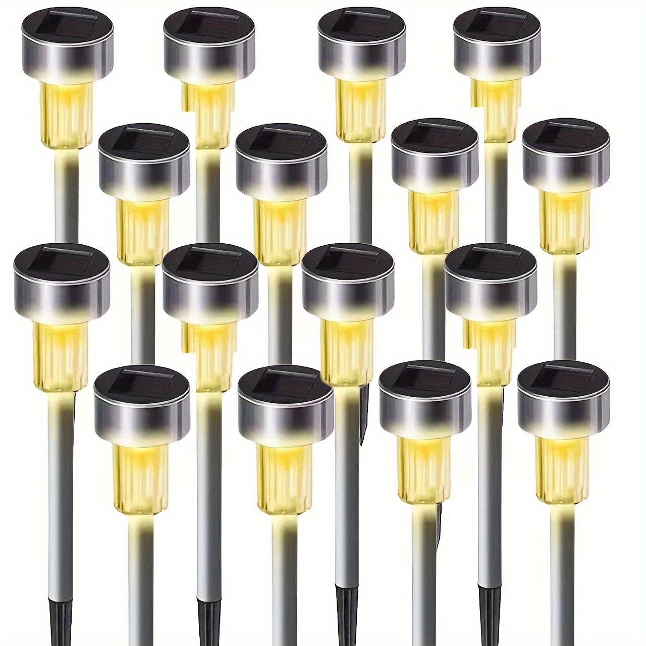 TEMU Lot de 16 lampes solaires de jardin, faciles à et à contrôler, fil, alimentées par piles au nickel, semi-enterrée adaptée , pelouses, cours et