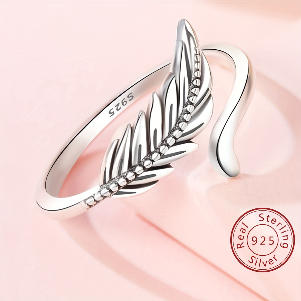 

Lucky Feather Rings 925 For Women Family Vintage Ring Fine Jewelry Birthday Gift