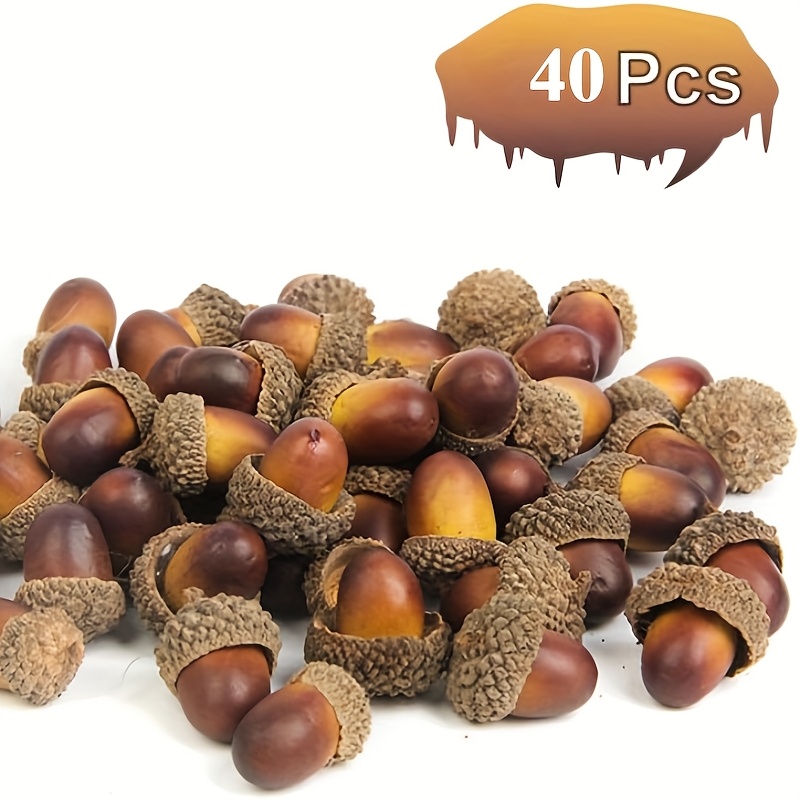 TEMU 40 Realistic Chestnuts With Hats, Perfect For Handcrafting, Gifts And Decorations For Thanksgiving And Halloween