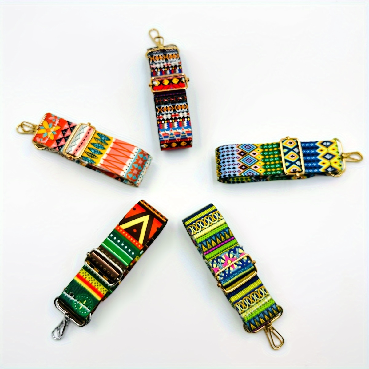 Ethnic Retro Geometric Pattern Wide Bag Strap Adjustable Temu South