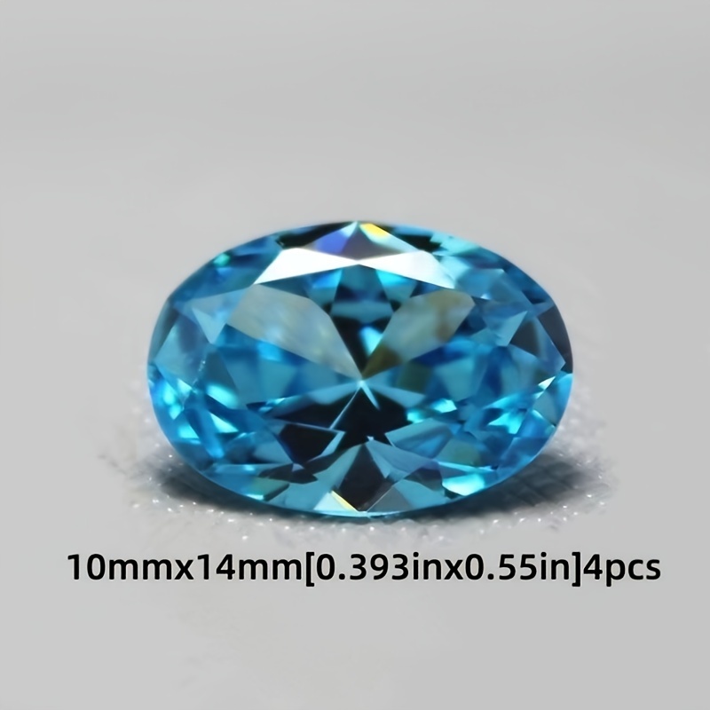 TEMU Juego de 4 piezas de Topacio Azul y Topacio Rosa de 10 mm x 14 mm, Cristal de Vidrio Ovalado para Joyería, Suministros de Incrustación