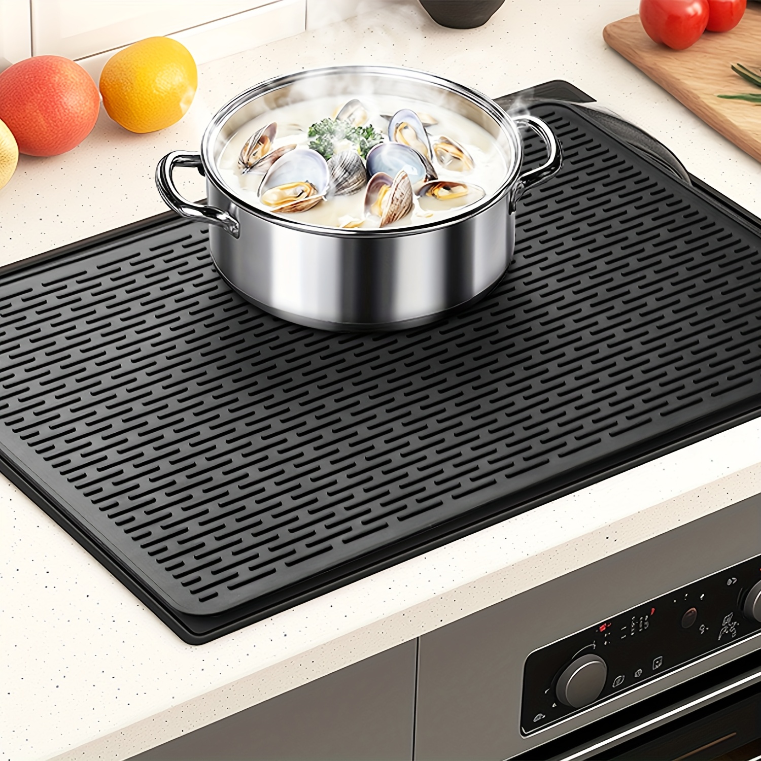 Extra Large 28"x20" Silicone Stove Top Cover - Protector For Electric & Induction Cooktops (Black)