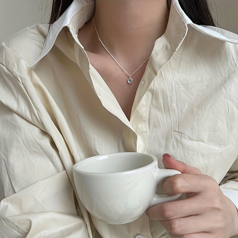 Wild Moonstone Heart Shaped Clavicle Chain Necklace, S925 Silver