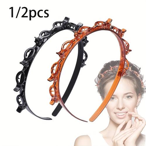 bandeau à frange demi-pièce, pince à cheveux professionnelle tissée, outil de tissage de bandeau à dents, accessoires de coiffure tendance pour femmes et
