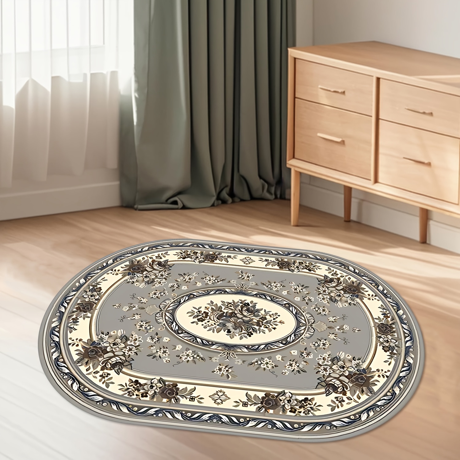 TEMU A Minimalist Oval Rug With Easy Line Patterns, Luxurious And Soft, Suitable For Modern Living Rooms, Bedrooms, Dining Areas, , Laundry Rooms,