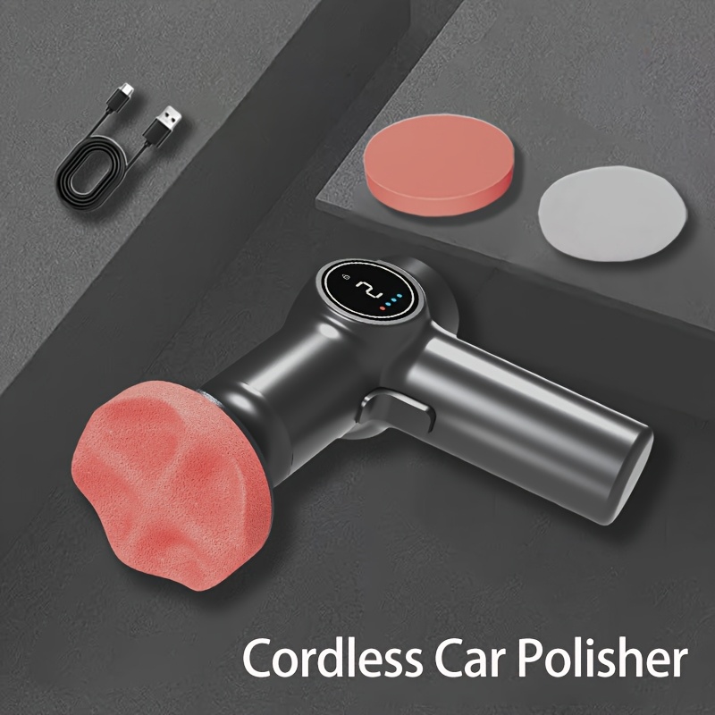 TEMU Cordless Car Polishing Machine, Portable Car Waxing Machine, Usb Charging, 2-speed Adjustable, Gear Digital Display, Suitable For Car Scratch