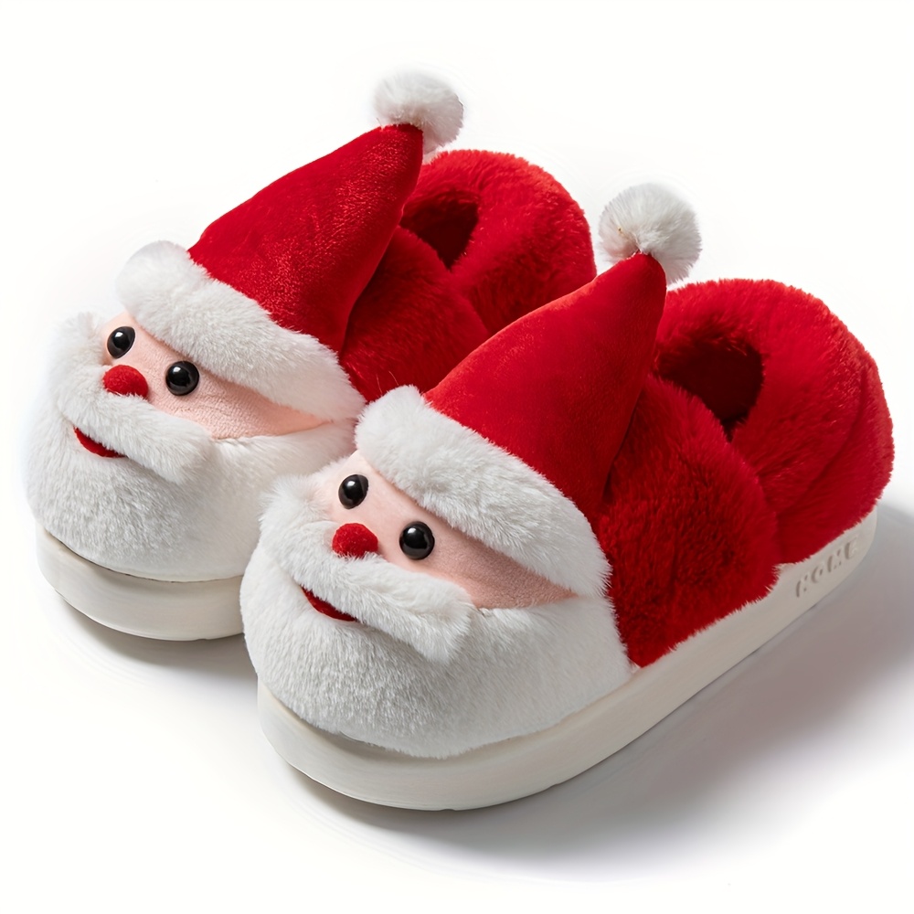 Image of Santa Claus Winter Shoes Women's Couple Warm Thick-soled Fluffy Christmas Cute Cold-proof Casual Indoor Shoes Men, Women Shoes