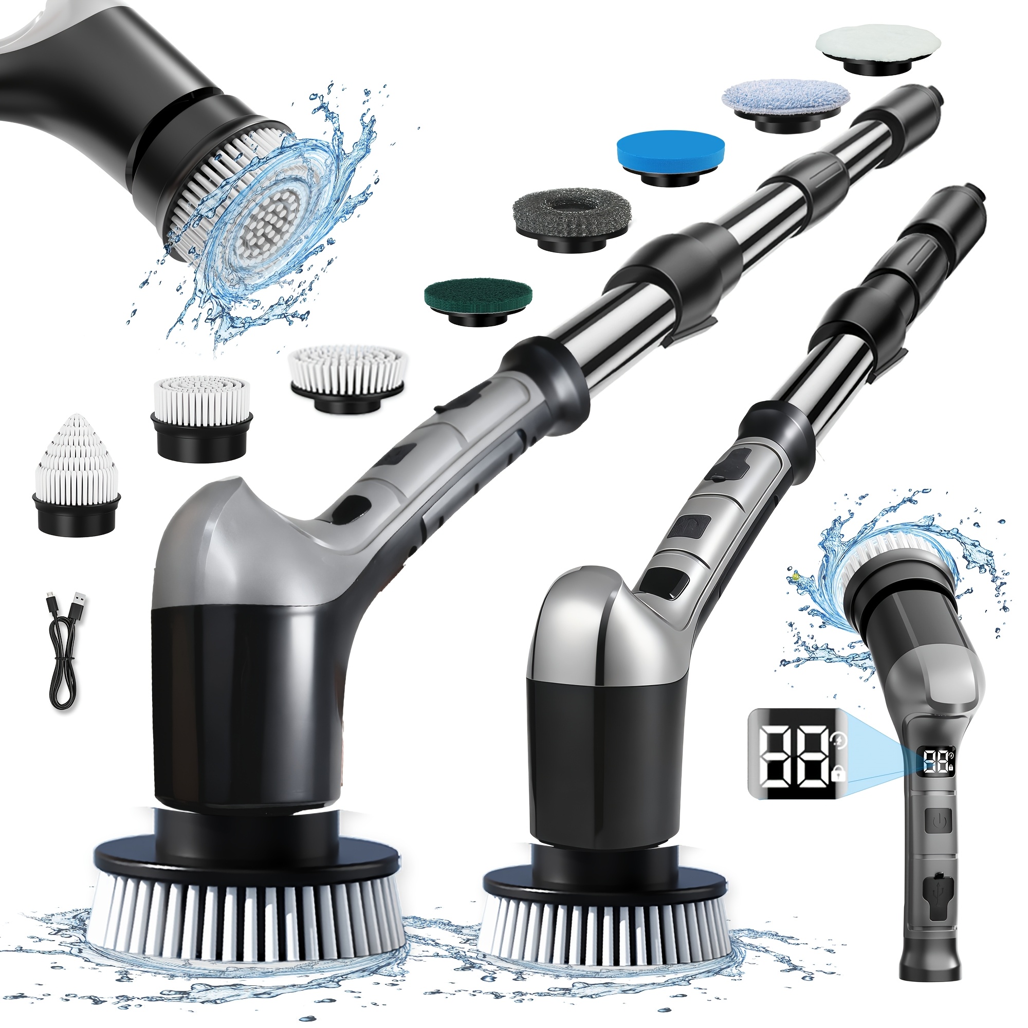 TEMU Ladami Electric Cleaning Brush, Electric Cleaning Brush With 8 Interchangeable Drill Brush Heads, 3 , Electric Grout Brush With Adjustable
