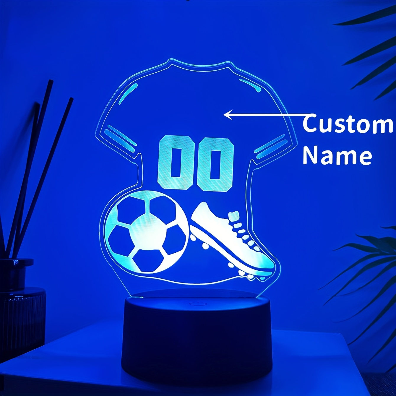 TEMU 1pc Custom Text Name Creative 3d Night Light, Soccer Jersey Shaped Lamp, For Soccer Fans, Touch-activated Color-changing Light For Room