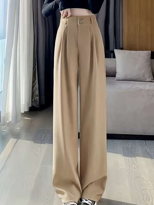Pantalon Femme Large Et Confortable - Haute Taille, Coupe Décontractée Chic, Idéal Pour Le Bureau Ou Le Quotidien