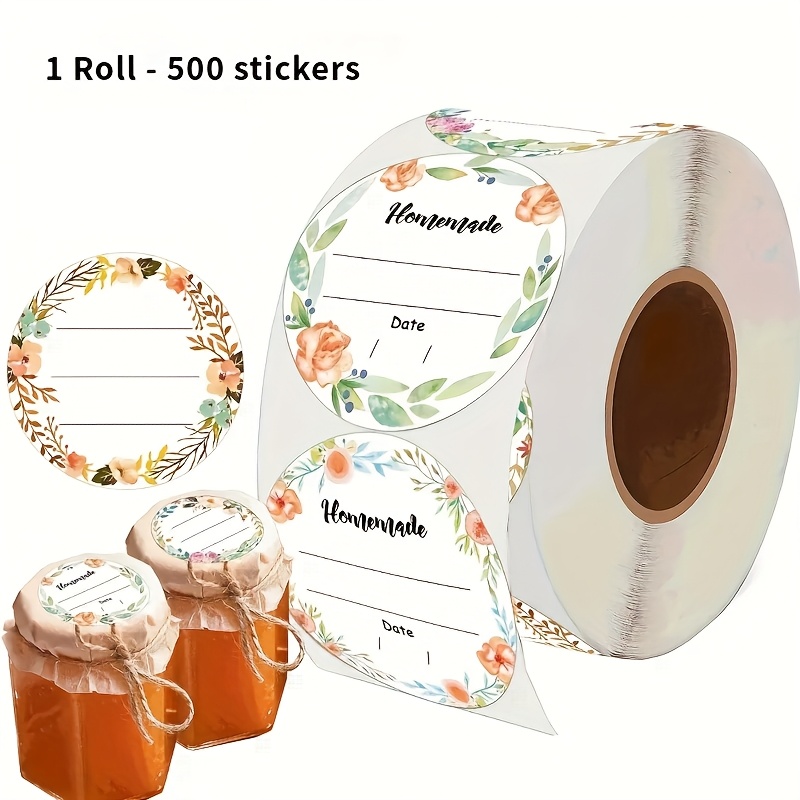 TEMU 500pcs Watercolor Flower Canning Label - With Date And Content Stickers, Suitable For Mason Jars And Spice Containers - Easy To Peel And Stick,