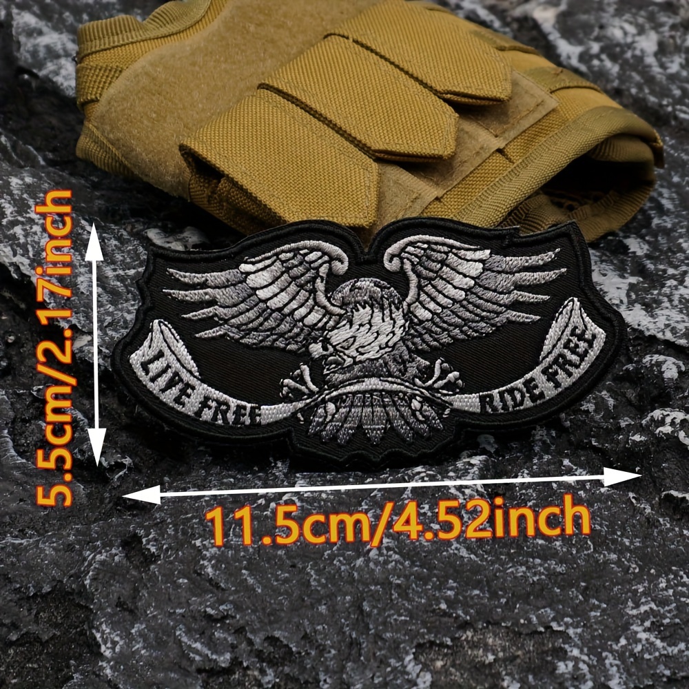 Image of 1pc Eagle Riding Motorcycle Motopatches Embroidered Iron-on Patch, Suitable For Denim Jackets, Motorcycle Club Badge Applique - Sewing And Knitting Supplies, Vest Motorcycle Patches Accessories