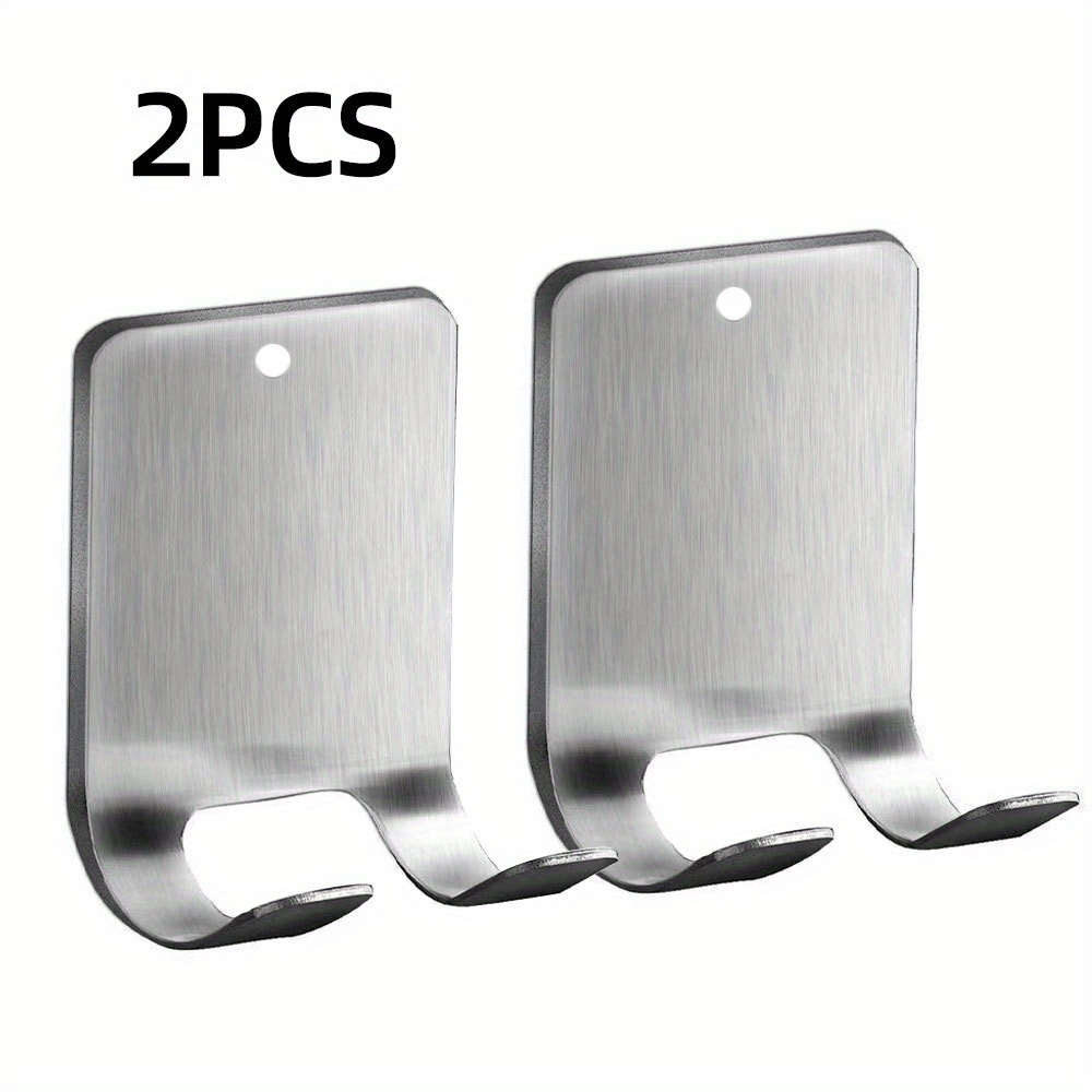 2pcs Stainless Steel Shaving Razor Stand, No-drill Bathroom Razor Hook, Multi-use Storage Rack, Rust-proof Durable Countertop Organizer