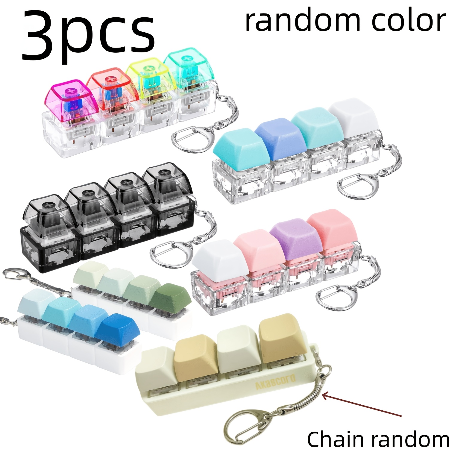 TEMU Paquete de 3 llaveros de 4 teclas | y delicados, fáciles de presionar, reutilizables, color aleatorio, adecuados para el transporte diario,
