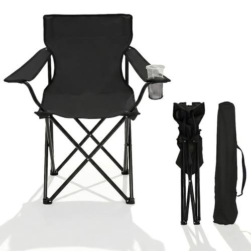 -gartenstuhl, 140 kg tragkraft, stabiler stuhl für den außenbereich mit getränkehalter, 600d oxford-gewebe, für terrasse, balkon, garten – inklusive passender tragetasche (1/2 stk.)